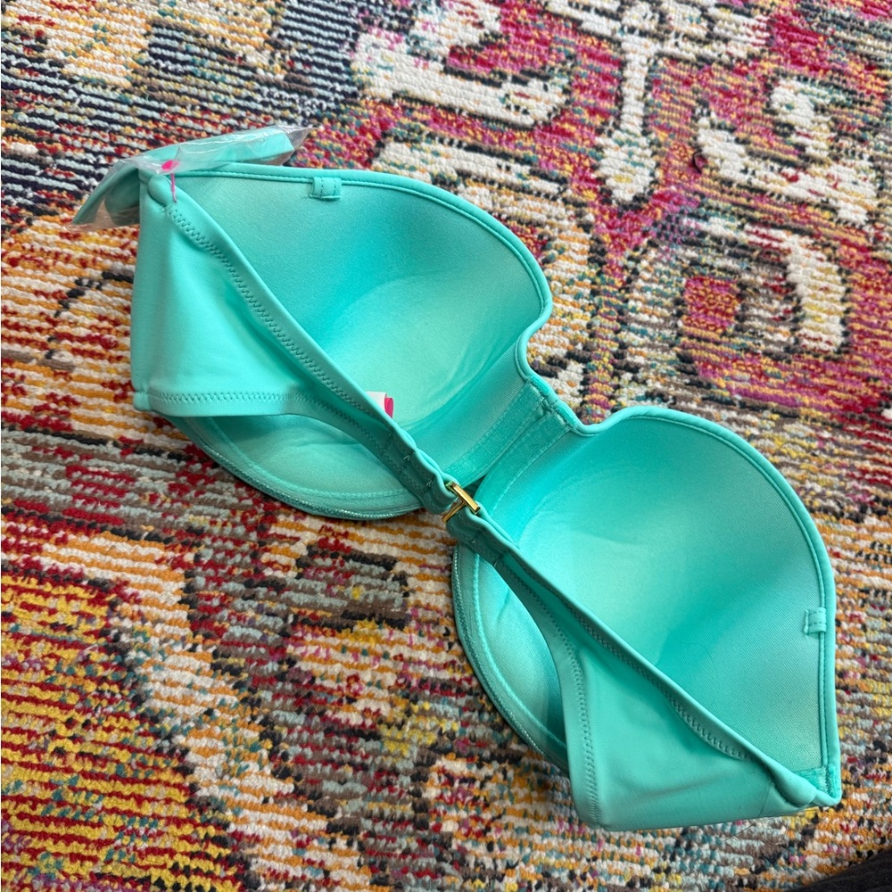 Victorias Secret Teal Turquoise Strapless Bikini Top - Picture 2 of 3